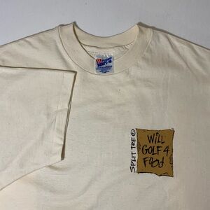 Vintage Single Stitch Golf T-Shirt “Will Golf 4 Food” | Hanes Beefy-T | USA Made